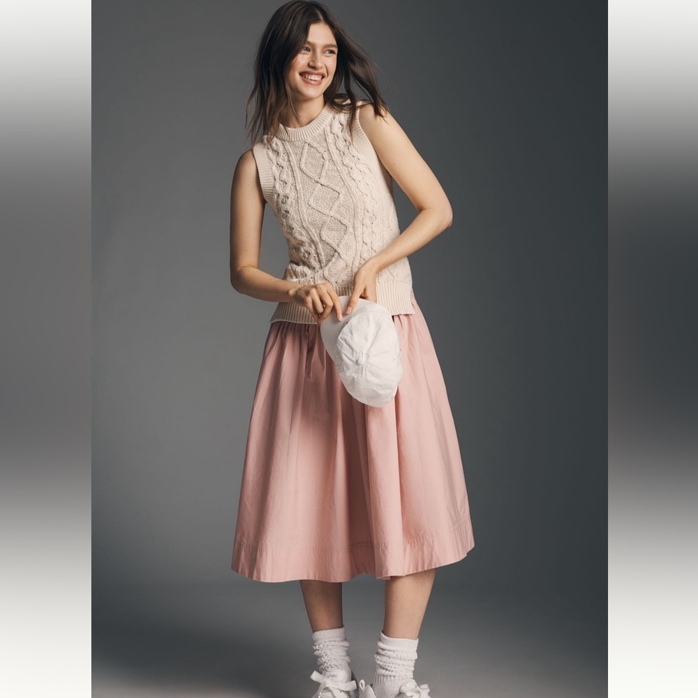 Anthropologie Twofer Sleeveless Poplin Midi Dress
